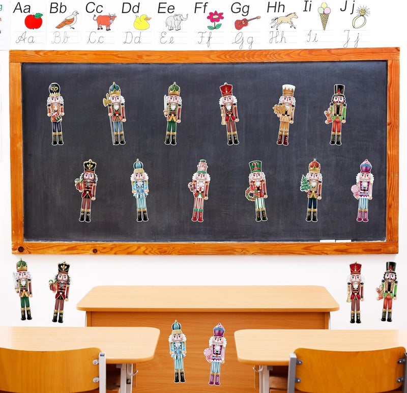 TREWAVE 48 Pcs Christmas Nutcracker Cutouts Christmas Bulletin Board Decorations Classroom Winter Holiday Cut-Outs Decor Home School Christmas Stickers for Wall Window Blackboard - Image 4